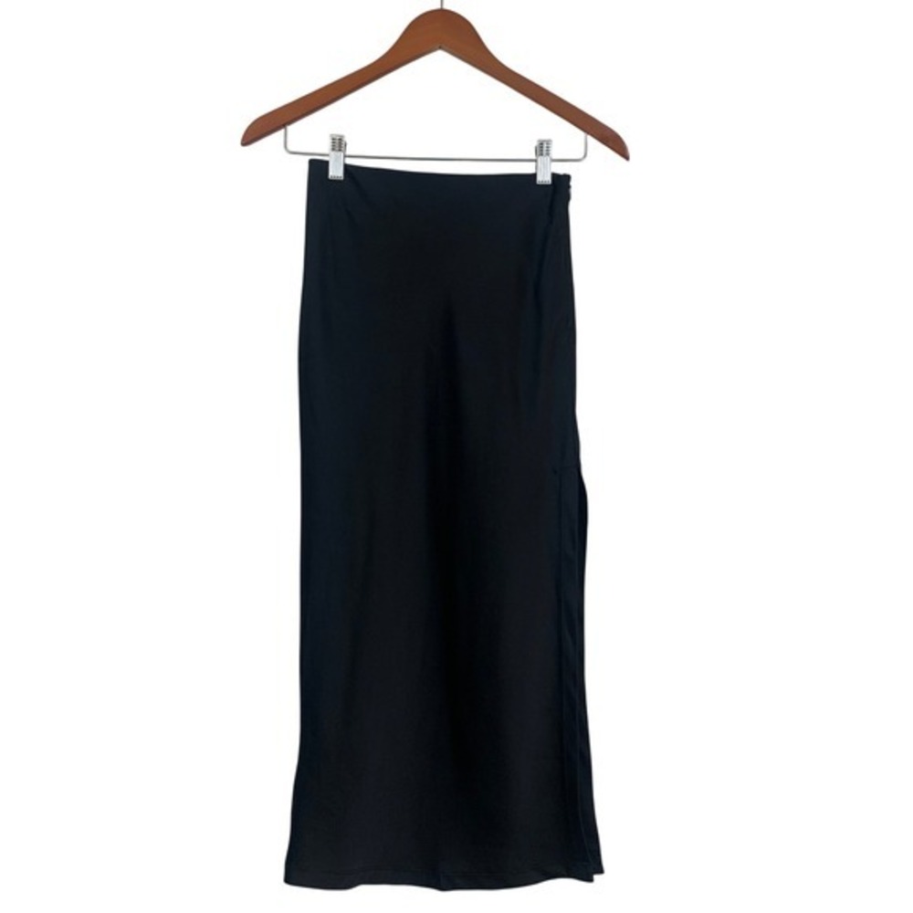 Urban Outfitters Women's XS Black High Waisted Midi Skirt Side Zip Grunge Office - Picture 2 of 9